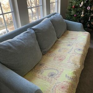 Vintage Handmade Kantha Embroidered Coverlet 80x92 Multicolor Floral Boho